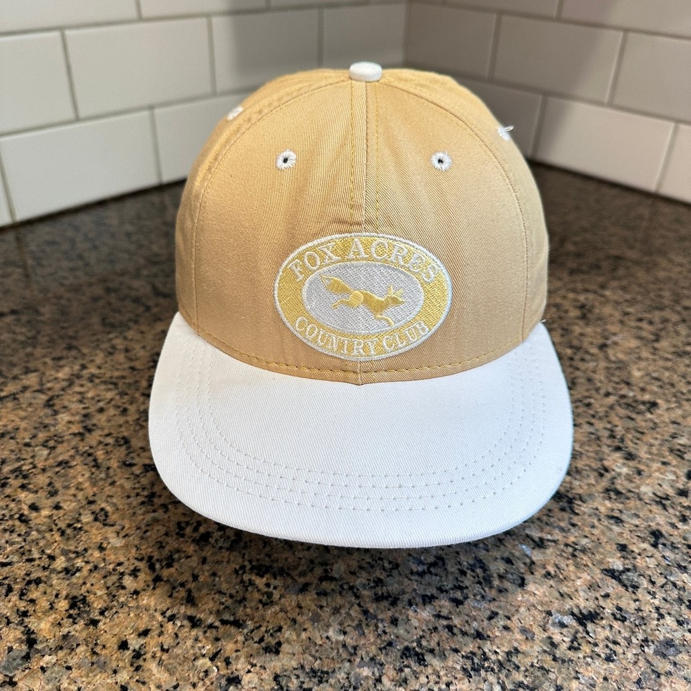 Fox Acres Country Club Vtg Roxxi Baseball Cap Hat Adjustable Tan White Made USA